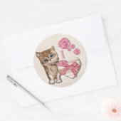 Kat Valentijn Victoriaans Mixed Media CIRCLE Ronde Sticker (Envelop)