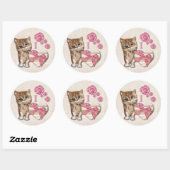 Kat Valentijn Victoriaans Mixed Media CIRCLE Ronde Sticker (Vel)