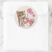 Kat Valentijn Victoriaans Mixed Media CIRCLE Ronde Sticker (Tas)