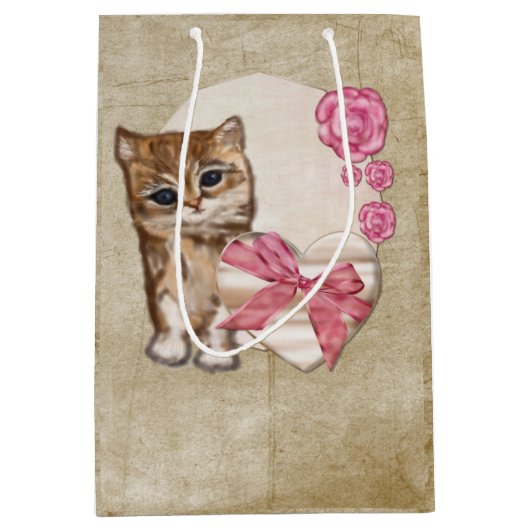 Kat Valentijn Victoriaans Mixed Media MEDIUM Medium Cadeauzakje (Voorkant)