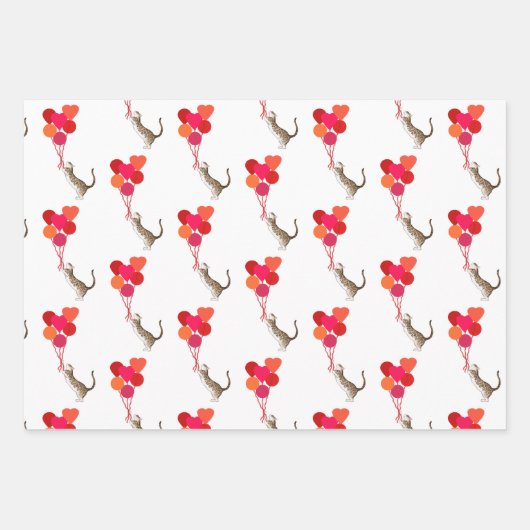 Kat Valentijns Rood, Roze en Wit Inpakpapier Vel (Voorkant)