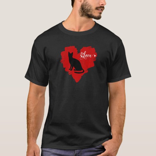 Kat Valentijnsdag hart voor vrouwelijke gezinslede T-shirt (Voorkant)