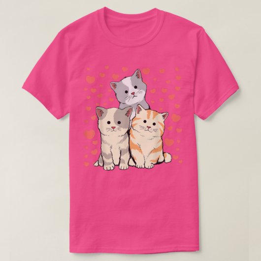 Kat Valentijnsdag Red Heart's voor kattendeksel T-shirt (Design voorkant)