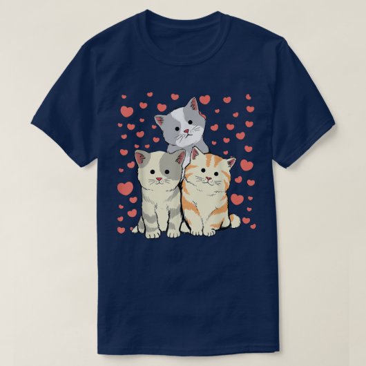 Kat Valentijnsdag Red Heart's voor kattendeksel T-shirt (Design voorkant)