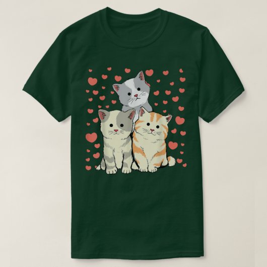 Kat Valentijnsdag Red Heart's voor kattendeksel T-shirt (Design voorkant)