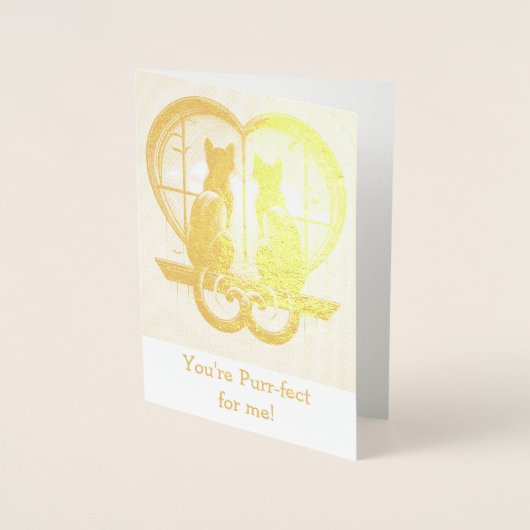 Kat Valentijnskaart mooi  Folie Kaarten (Voorkant)