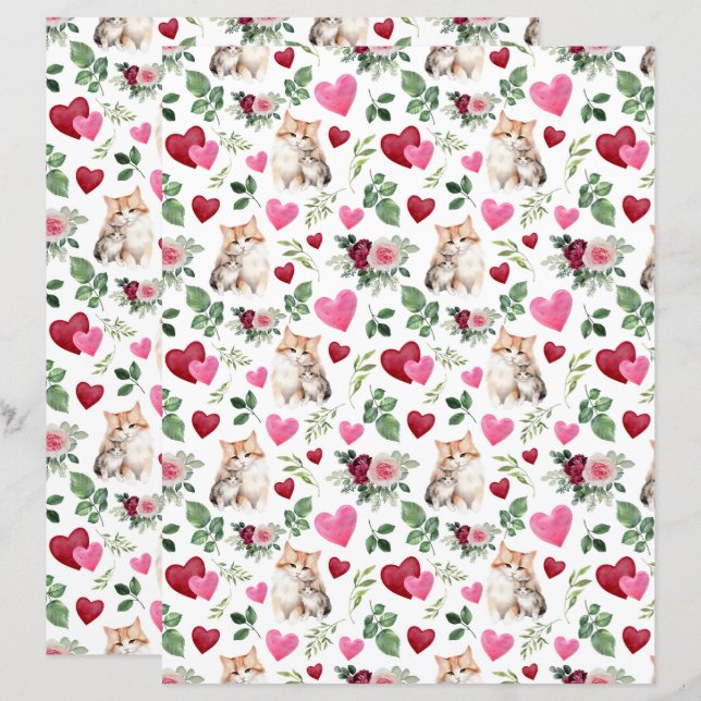 Kat Valentine Scrapbook Papier (Voorkant / Achterkant)