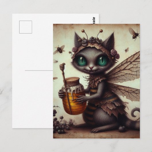 Kat Vampier Bee Fairy Briefkaart (Voorkant / Achterkant)