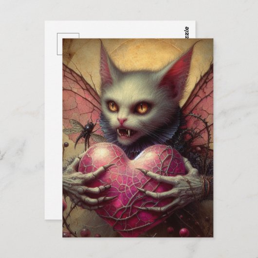 Kat Vampier Fairy Roze Hart Brambles Briefkaart (Voorkant / Achterkant)