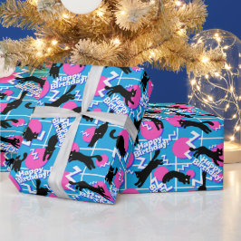 Kat van 80 jaar: Birthday Blue Geometric Memphis P Cadeaupapier