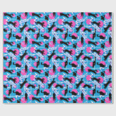 Kat van 80 jaar: Birthday Blue Geometric Memphis P Cadeaupapier (Vlak)