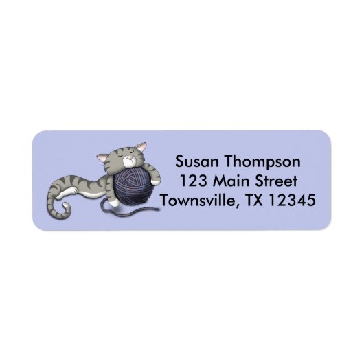 Kat van cartoon met garen etiket (Voorkant)