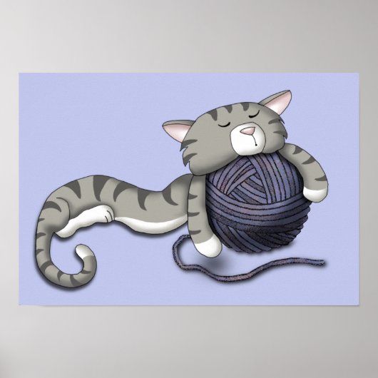 Kat van cartoon met garen poster (Voorkant)