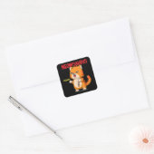 Kat van Cute cartoon die vis houdt Vierkante Sticker (Envelop)