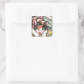 Kat van de Boeken Vierkante Sticker (Tas)