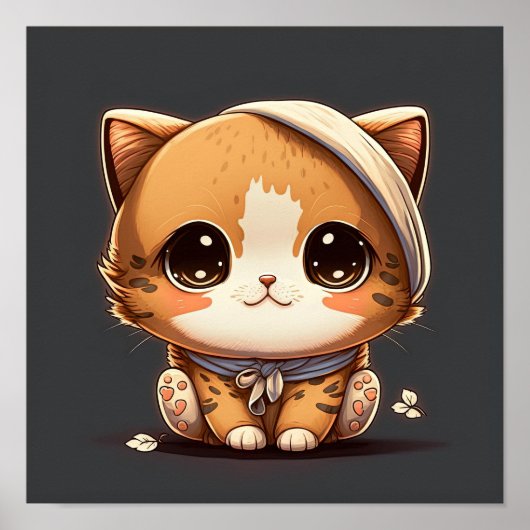 Kat van de cartoon met een verband op zijn hoofd. poster (Voorkant)