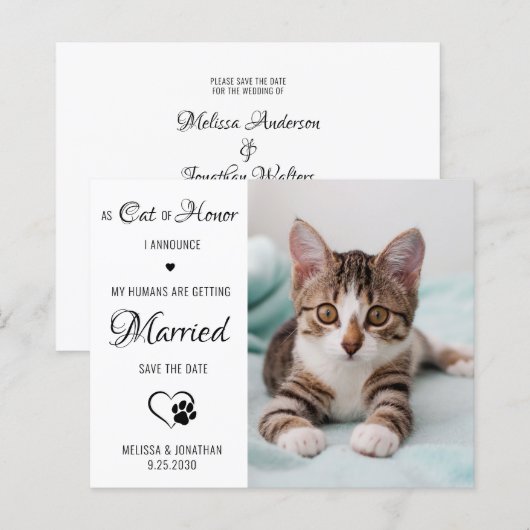 Kat van de foto van Honor Pet, sla de datumkaarten (Voorkant / Achterkant)