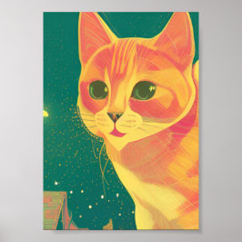 Kat van de illustratieperspectief van gemberkatten poster