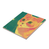 Kat van de illustratieperspectief van gemberkatten tegeltje (Zijkant)