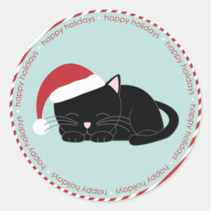 Kat van de Napping Wearing a Santa Hat Ronde Sticker
