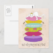 Kat van de papegaaien en de cartoons van de erwt briefkaart (Voorkant / Achterkant)