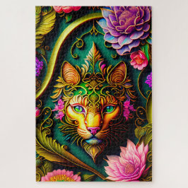 Kat van fluitende bloemen legpuzzel