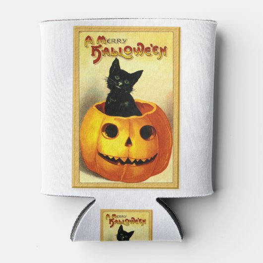 Kat van Halloween, in Jack O Lantern Blikjeskoeler (Voorkant)