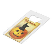 Kat van Halloween, in Jack O Lantern Creditkaart Flessenopener (Achterkant Gekanteld)