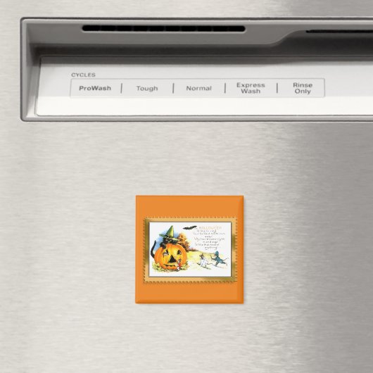 Kat van Halloween, in Jack O Lantern Magneet (Insitu (Vaatwasser))