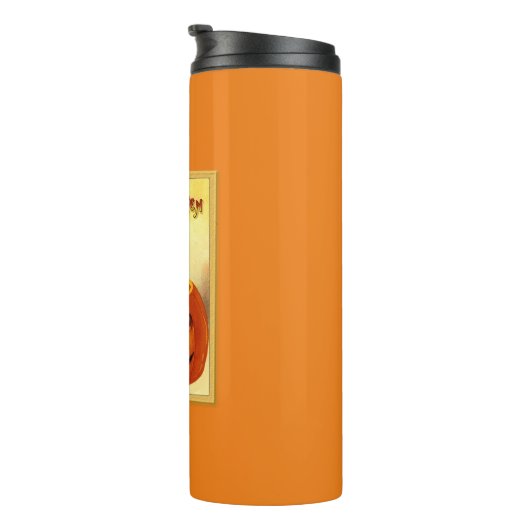 Kat van Halloween, in Jack O Lantern Thermosbeker (Geroteerd rechts)