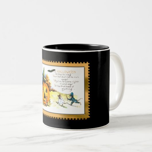Kat van Halloween, in Jack O Lantern Tweekleurige Koffiemok (Voorkant rechts)