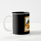 Kat van Halloween, in Jack O Lantern Tweekleurige Koffiemok (Links)