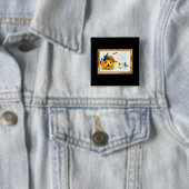 Kat van Halloween, in Jack O Lantern Vierkante Button 5,1 Cm (In situ)