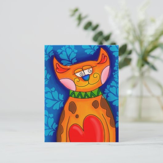 Kat van het hart briefkaart (Staand voorkant)