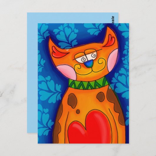 Kat van het hart briefkaart (Voorkant / Achterkant)