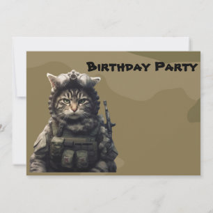 Kat van het militaire leger van Birthday Kaart