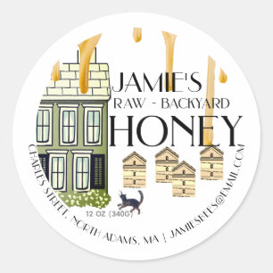 Kat van honingbijenkasten voor achteruitrijdend ge ronde sticker