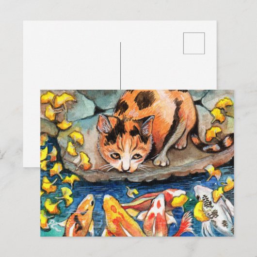 Kat van Koi Pond Briefkaart (Voorkant / Achterkant)
