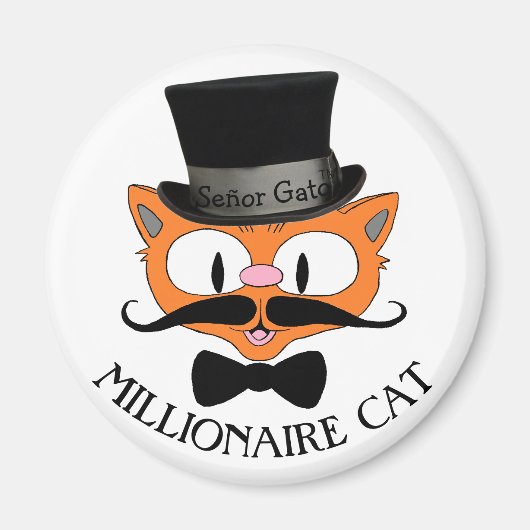 Kat van MILLIONAIRE CAT-snor met bovenste laag Magneet (Voorkant)