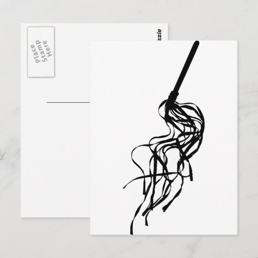 Kat van Nine Tails S&M Whip Outline Silhouette Briefkaart (Voorkant / Achterkant)