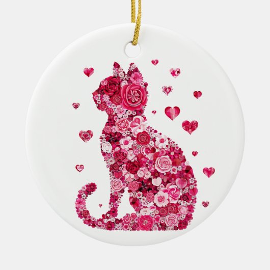 Kat van Rozen Keramisch Ornament (Voorkant)