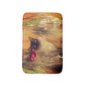 Kat van Siamese met bloemen Badmat (Voorkant Verticaal)