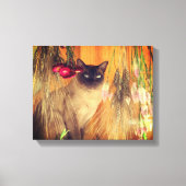 Kat van Siamese met bloemen Canvas Afdruk (Voorkant)