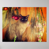 Kat van Siamese met bloemen Poster (Voorkant)