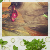 Kat van Siamese met bloemen Theedoek (Gevouwen)