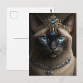 Kat van Siamese met een juwelen kuit en Ketting Briefkaart (Voorkant / Achterkant)