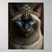 Kat van Siamese met een juwelen kuit en Ketting Poster (Voorkant)