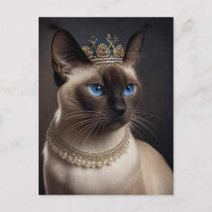 Kat van Siamese met kroon Briefkaart