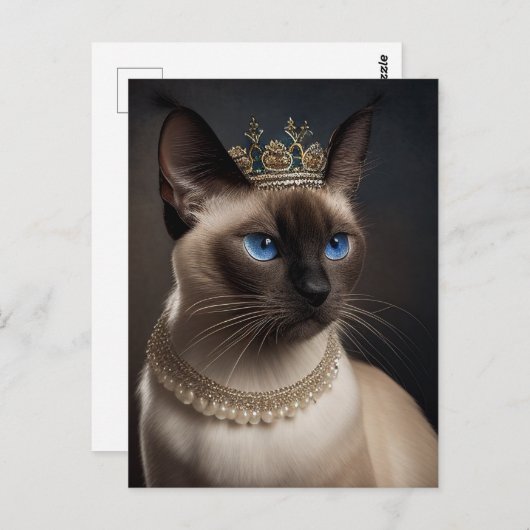 Kat van Siamese met kroon Briefkaart (Voorkant / Achterkant)