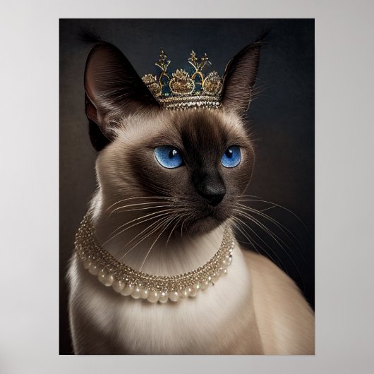 Kat van Siamese met kroon Poster (Voorkant)